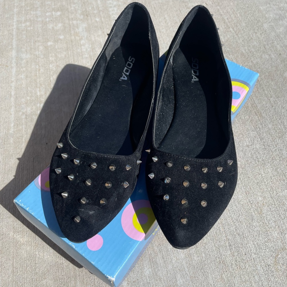Soda Women's Black Studded Loafers